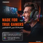 Porodo Gaming Aloma Wired Headphones with Soft Over-Ear Foam Pads - Black