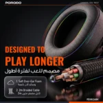 Porodo Gaming Aloma Wired Headphones with Soft Over-Ear Foam Pads - Black