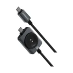 Porodo Halom 2-in-1 60W USB-C to USB-C Cable With 2.5W Wireless Smartwatch Charging - Black