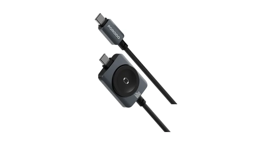 Porodo_Halom_2_in_1_60W_USB_C__152ae3fd07 Porodo Halom 2-in-1 60W USB-C to USB-C Cable With 2.5W Wireless Smartwatch Charging - Black
