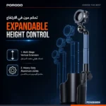 Porodo Kairo 2-in-1 Car Cup Holder & Phone Mount with Magnetic & Clamp Holder Interchangeable Heads – Black