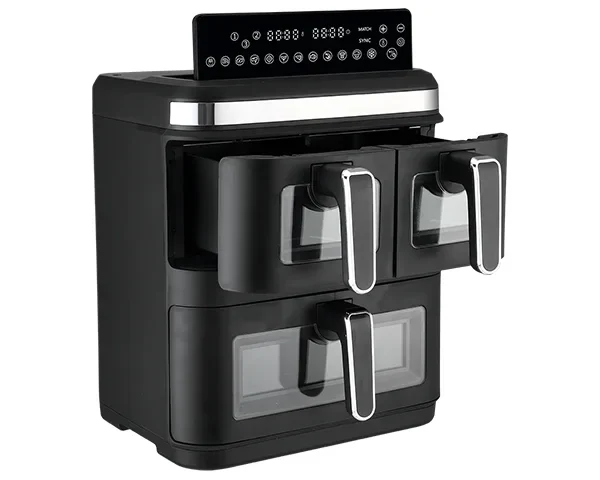 Porodo Lifestyle Crispio Triple Basket Air Fryer - Black