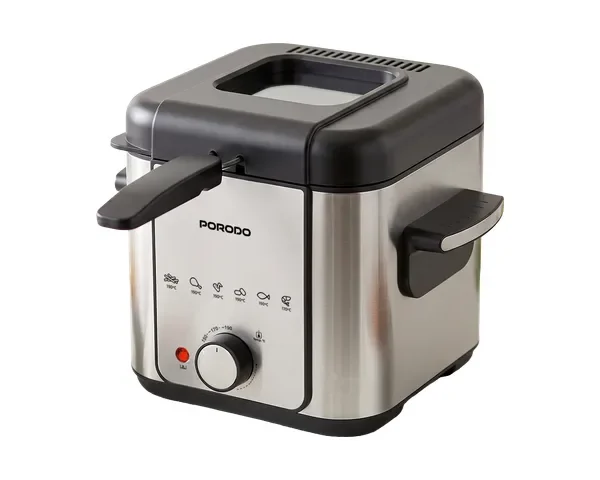Porodo Lifestyle Crispo Single Basket Electric Deep Fryer - Silver / Black