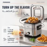 Porodo Lifestyle Crispo Single Basket Electric Deep Fryer - Silver / Black