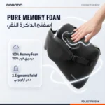 Porodo Lifestyle Dorsa Travel Pillow & 3D Eye Mask With Elastic Band & Adjustable Buckle - Black