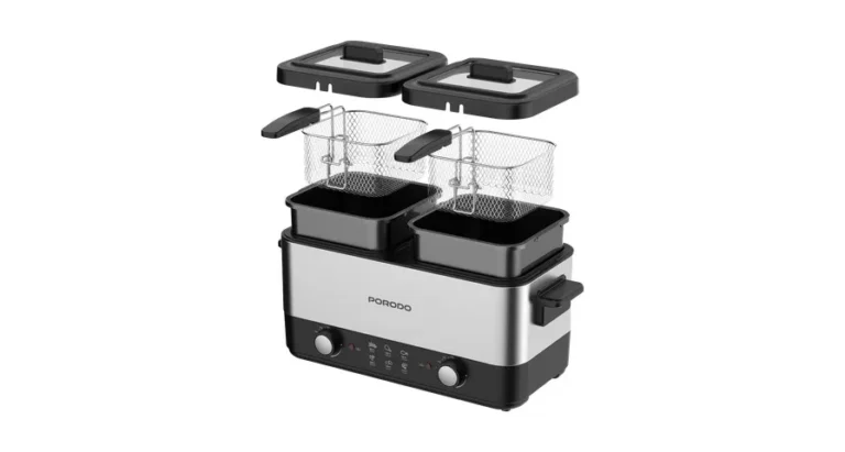 Porodo Lifestyle Dual Crispo Dual Basket Electric Deep Fryer with Manual Heat Control - Black
