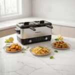 Porodo Lifestyle Dual Crispo Dual Basket Electric Deep Fryer with Manual Heat Control - Black