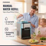 Porodo Lifestyle Hailo 3-in-1 Ice & Water Dispenser Hot & Cold Water Dispenser With Ice Maker - Black