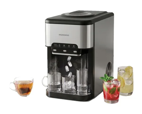 Porodo Lifestyle Hailo 3-in-1 Ice & Water Dispenser Hot & Cold Water Dispenser With Ice Maker - Black