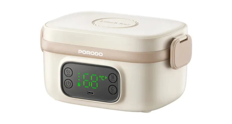 Porodo Lifestyle HealthMate 650ml Electric Lunch Box with Heating Function & Digital Display– Beige