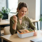 Porodo Lifestyle Lite Lunch Electric Heated Lunch Box with Temperature Retention - White & Orange