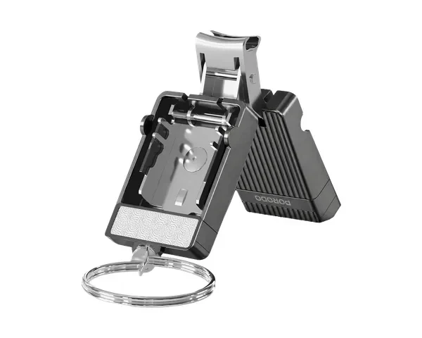 Porodo Lifestyle Neta Pocket - Size Nail Clipper with Keychain Ring - Grey