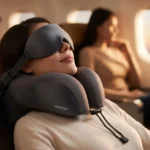 Porodo Lifestyle Safora Travel Neck Pillow & 3D Eye Mask With Elastic Band & Adjustable Cordlock - Grey