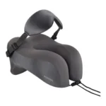 Porodo Lifestyle Safora Travel Neck Pillow & 3D Eye Mask With Elastic Band & Adjustable Cordlock - Grey