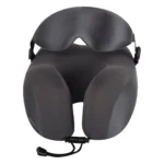 Porodo Lifestyle Safora Travel Neck Pillow & 3D Eye Mask With Elastic Band & Adjustable Cordlock - Grey