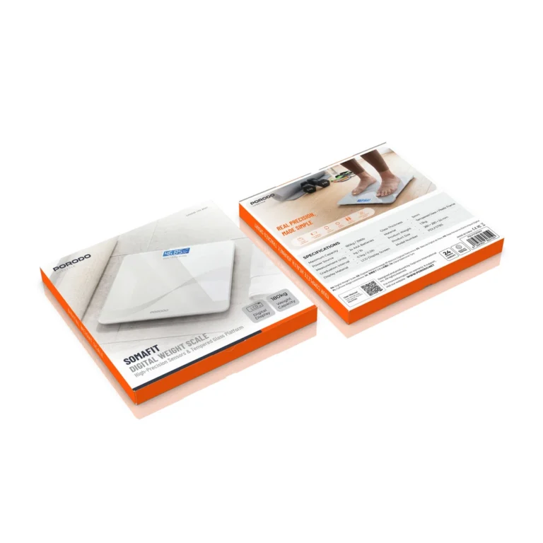 Porodo Lifestyle Somafit Digital Weight Scale with High-Precision Sensors & Tempered Glass Platform