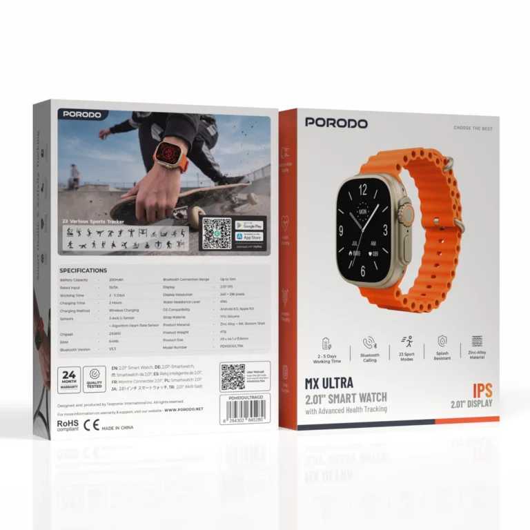 Porodo MX Ultra 2.01" Smart Watch With Advanced Health Tracking