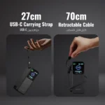 Porodo Polo X 20000mAh Power Bank with Built-In Dual USB-C Cables - Black