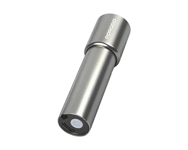Porodo Sol Lite Mini Portable Torch Light with Rechargeable battery - Silver