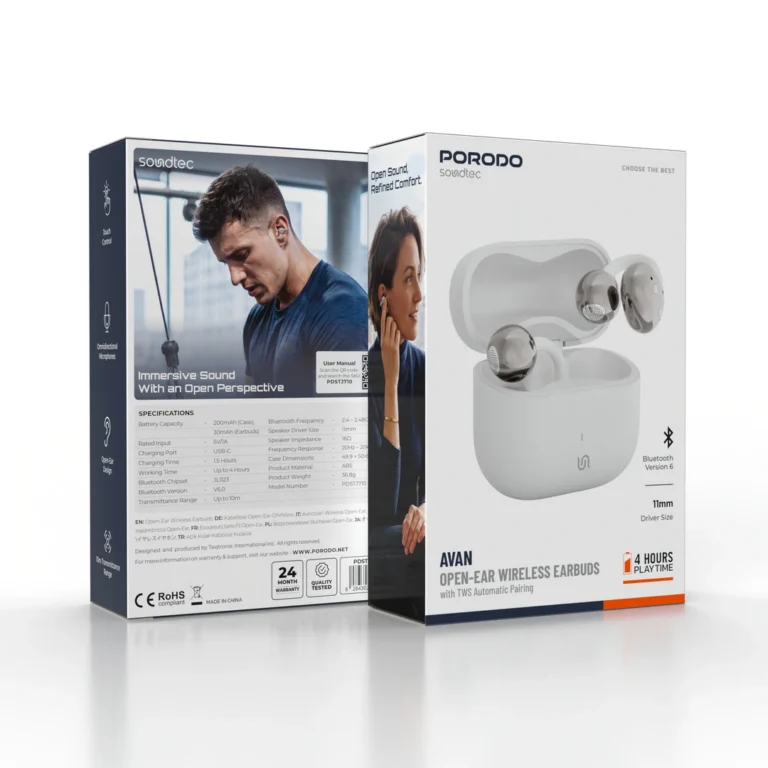 Porodo Soundtec Avan Open-Ear Wireless Earbuds With TWS Automatic Pairing