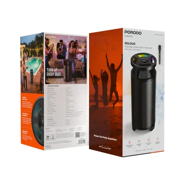 Porodo Soundtec SoLoud Portable 120W Party Speaker - Black
