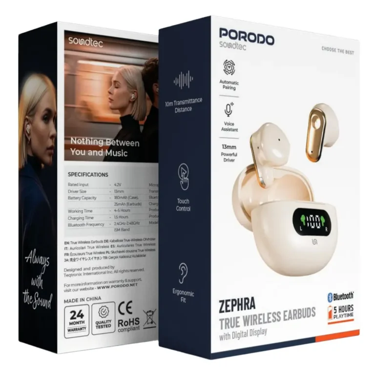 Porodo Soundtec Zephra True Wireless Earbuds with Digital Display