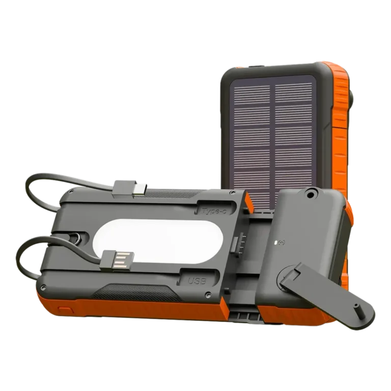 Porodo Sunova 20000mAh Solar Power Bank With Manual Emergency Power Generation - Black