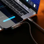 Porodo T-Flow 60W T-Shaped USB-C to USB-C Gaming Cable with 90° Connector & Flat Braided Design - Black
