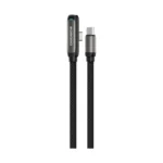 Porodo T-Flow 60W T-Shaped USB-C to USB-C Gaming Cable with 90° Connector & Flat Braided Design - Black