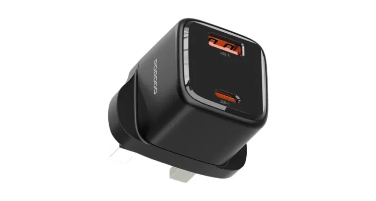 Porodo Viktor Series 25W Dual Port Wall Charger with USB-C to USB-C Cable & UK Plug - Black