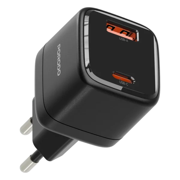 Porodo Viktor Series 25W Dual Port Wall Charger with EU Standard Plug Type