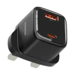 Porodo Viktor Series 25W GaN Dual Port Wall Charger with UK Standard Plug Type - Black