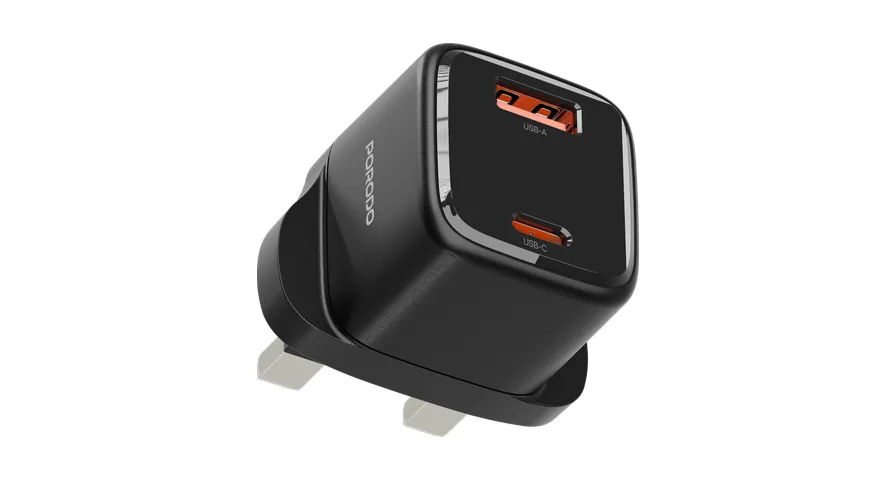 Porodo_Viktor_Series_25W_GaN_D_502fd89d6c Porodo Viktor Series 25W GaN Dual Port Wall Charger with UK Standard Plug Type - Black