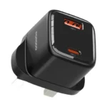 Porodo Viktor Series Dual Port Wall Charger with USB-C to Lightning Cable & UK Plug - Black