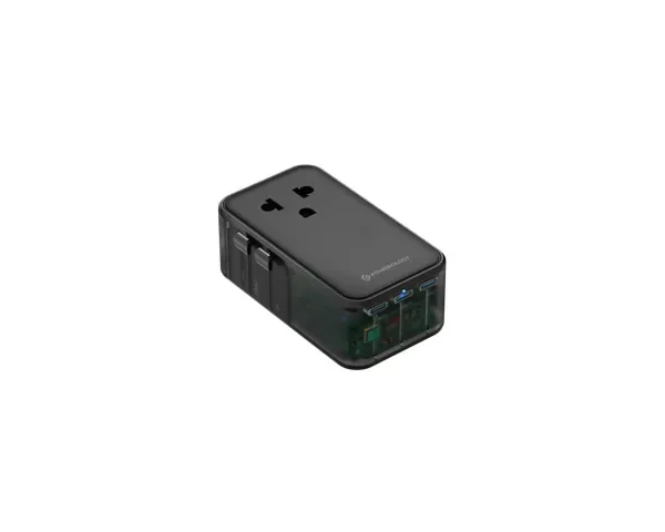 Powerology Marco Polo Ultra-Slim GaN III Travel Adapter - Black