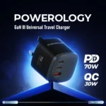 Powerology Mondial 70W GaN III Universal Travel Charger - Black