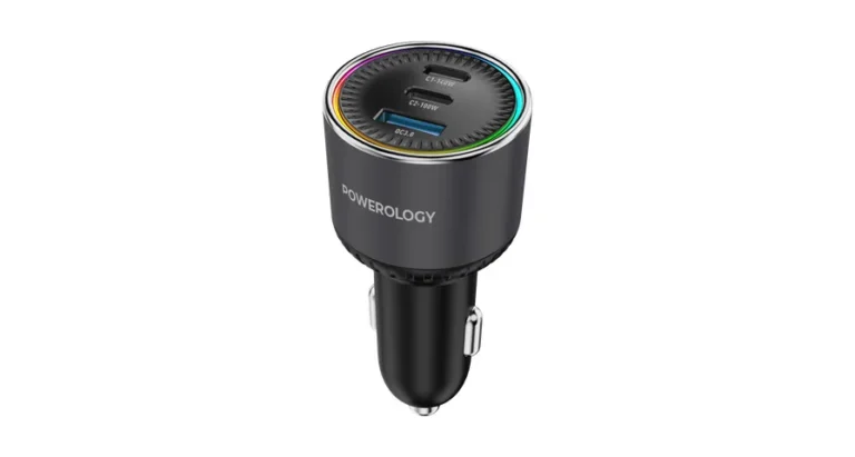 Powerology Élan 240W Dual USB-C & USB-A Car Charger – Grey